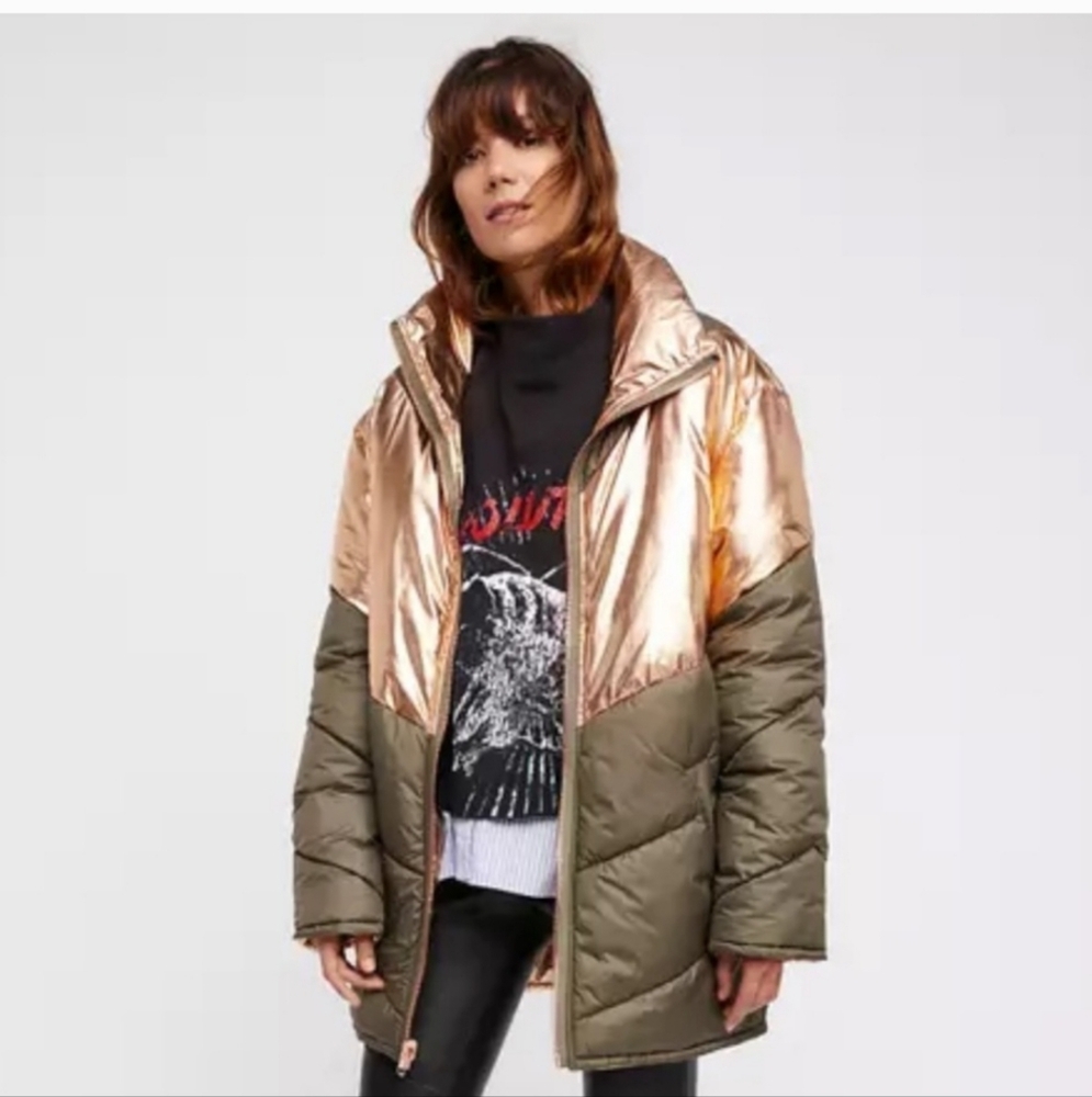 Free People Gold and Olive Green Jacket